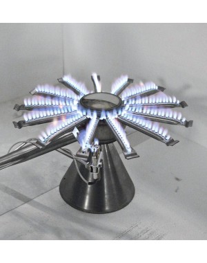 Bruciatore circolare a gas Serie Enoflame con valvola gas elettrica in acciaio inox AISI 304.